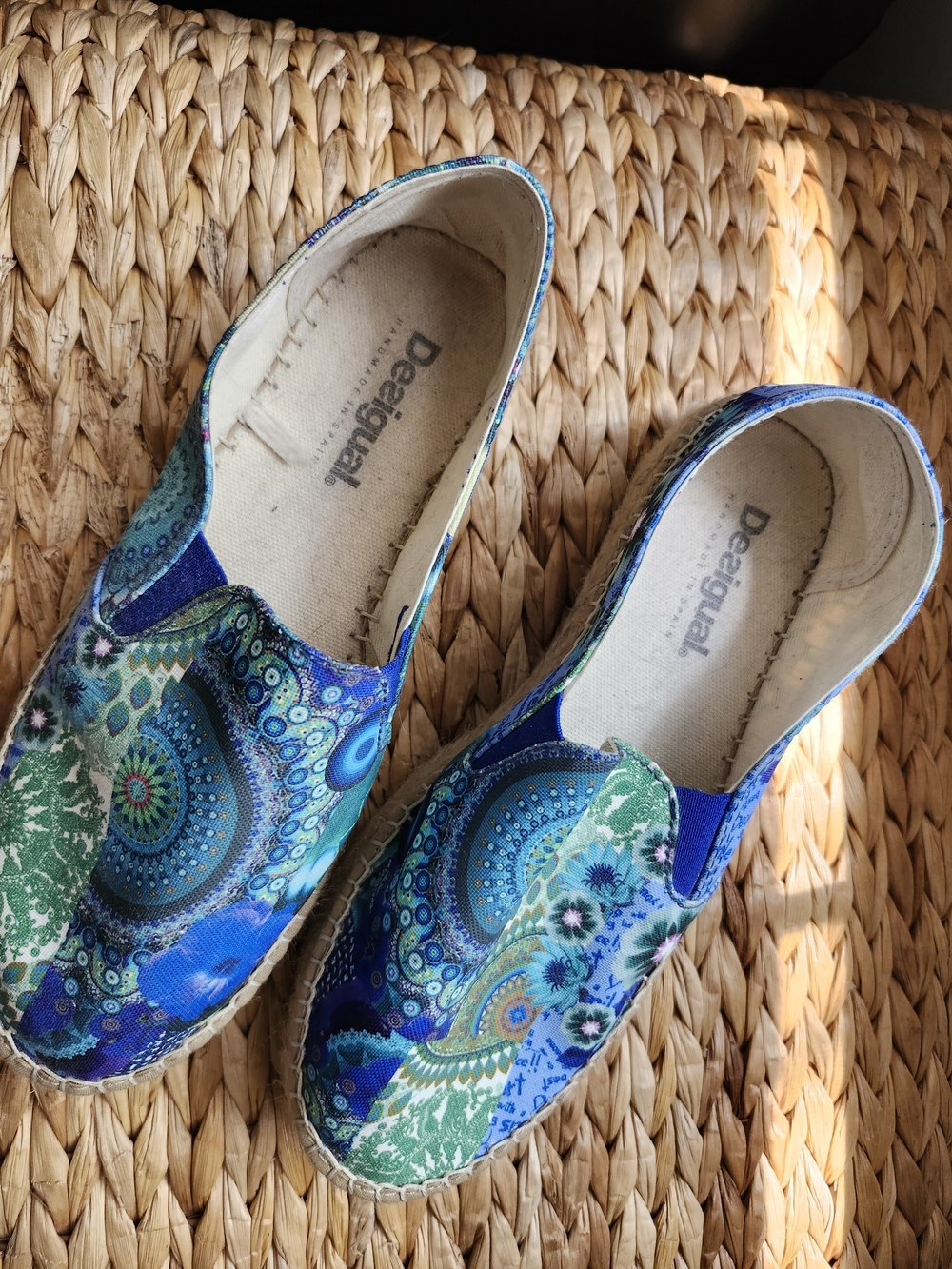 Desigual Blue & Green Patterned Slip-On Espadrilles